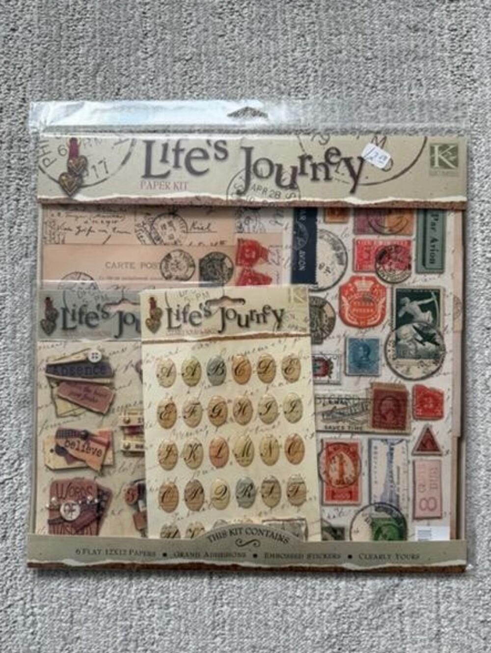K&Company Life’s Journey 12x12 Scrapbook Paper Kit Stickers NEW Vintage
